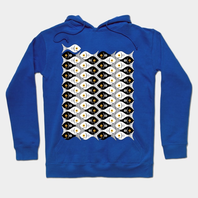 Escher fish style III black and white Hoodie by Maxsomma